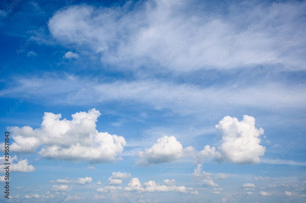 Blue sky with cumulus humilis clouds. weather forecast background Blue sky with cumulus humilis clouds. weather forecast background