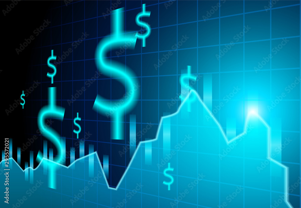 Finance Stock market. Candle stick graph chart of stock market investment trading .dollar signs on blue background. Vector. illustration. Finance Stock market. Candle stick graph chart of stock market investment trading .dollar signs on blue background. Vector. illustration.