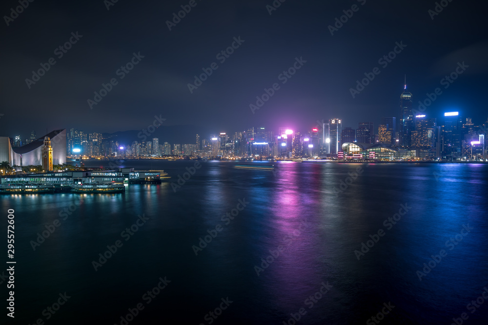 Long exposure Victoria harbor landscape