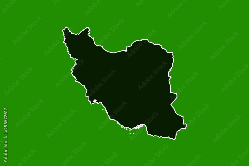 Obraz premium Iran vector map with single border line boundary using green color area on dark background illustration