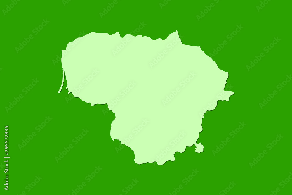 Fototapeta premium Lithuania vector map with single land area using green color on dark background illustration