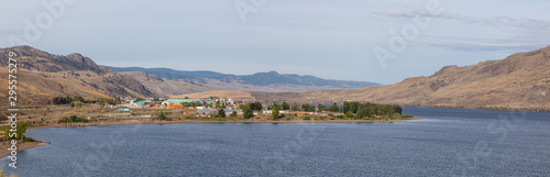 Panoramic View of Industrial site during a summer morning. Taken near Kamloops, British Columbia, Canada.