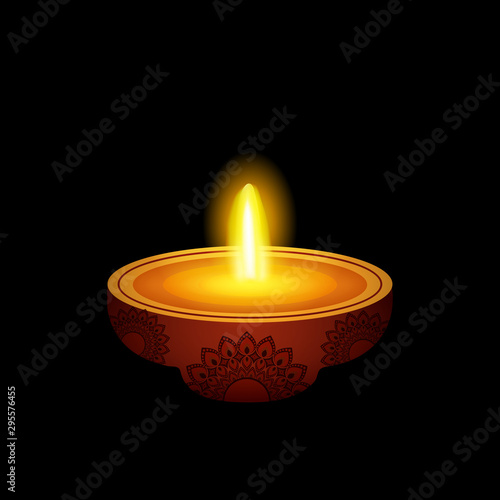 Illustration of illuminated  realistic oil lamps on Png background.