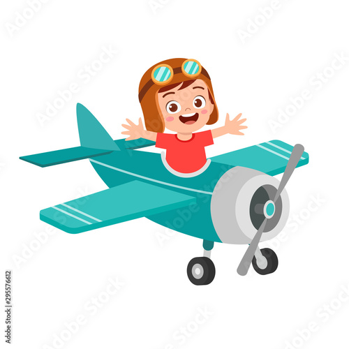 happy boy kid play toy fly plane