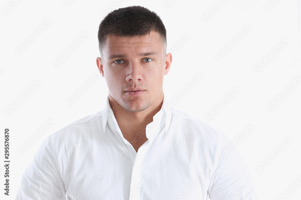 Young successful businessman on a white Young successful businessman on a white