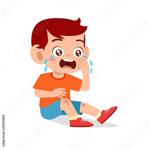 sad cry cute kid boy knee hurt bleed