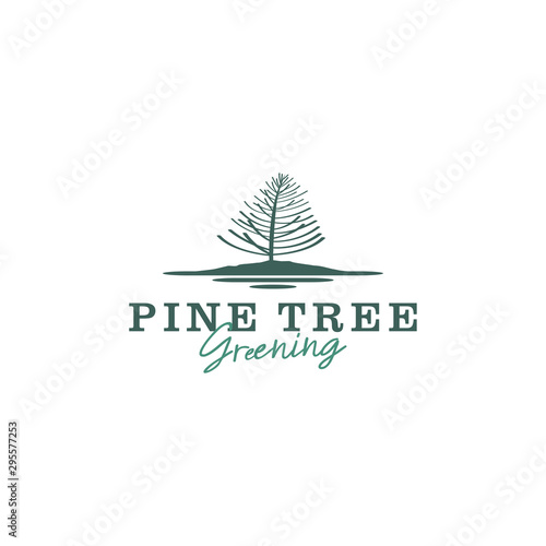 Environmental logo, planting pine tree seedlings, reforesting forests