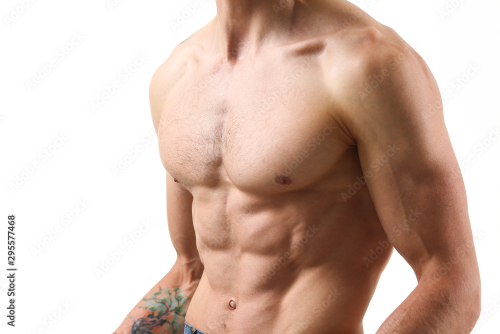 Fototapeta premium Strong men's press thanks to diet