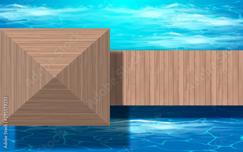 topview wooden pavilion in the sea