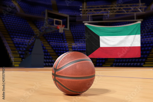 Kuwait flag and basketball on Court Floor © Derek Brumby