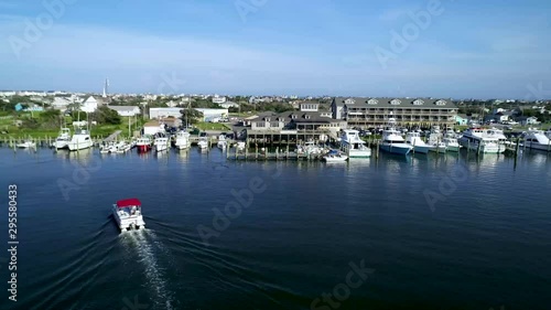 Flying into the docks with boats on Hatteras Island Outer banks