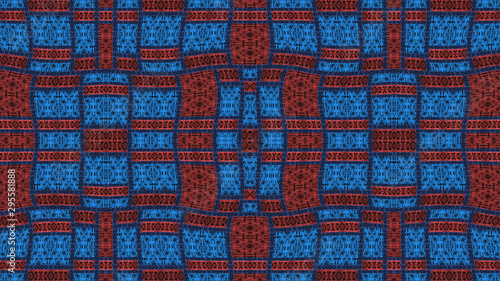 Colorful African fabric, red and blue colors 