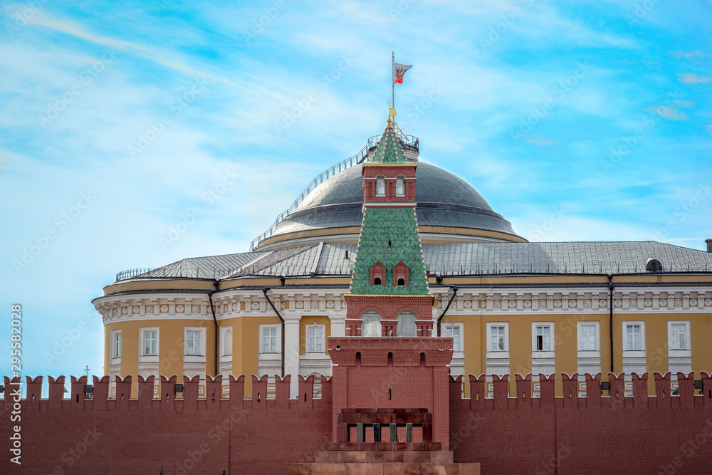 Senate Tower, Senate building, Krtmlin wall and masoleum, in a daytime, Moscow, Russia.