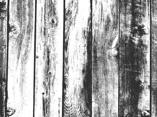 Distress old dry wooden texture. Black and white grunge background. Vector illustration