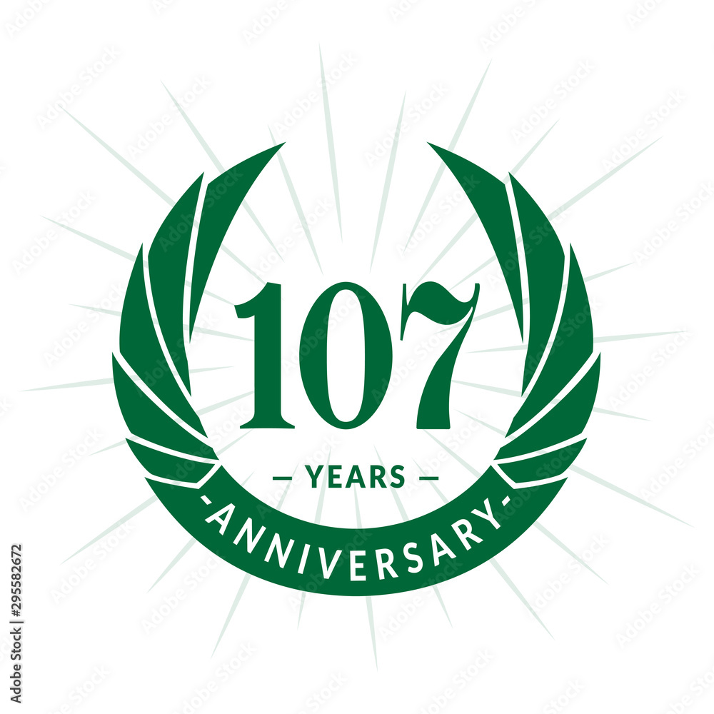 107th years anniversary celebration design. One hundred and seven years logotype. Vector and illustration. 107th years anniversary celebration design. One hundred and seven years logotype. Vector and illustration.