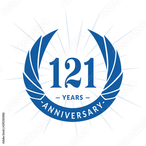 121st years anniversary celebration design. One hundred and twenty-one years logotype. Vector and illustration.