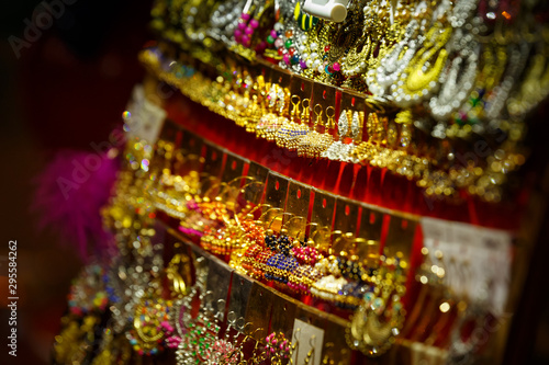 Earrings displaying in a street shop. © Preju
