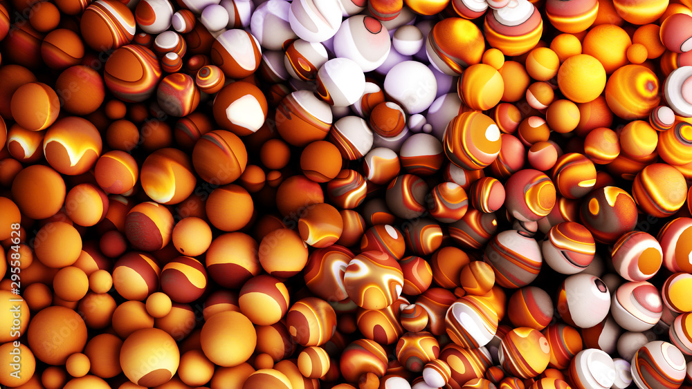 Fototapeta premium Bright background with a volumetric pattern and print. 3d illustration, 3d rendering.