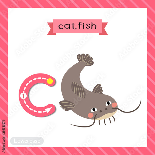 Letter C lowercase tracing. Funny Catfish
