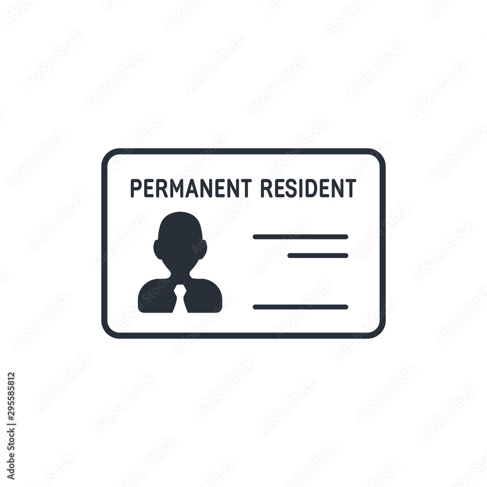 Permanent Residency Card. Vector icon isolated on white background. Permanent Residency Card. Vector icon isolated on white background.