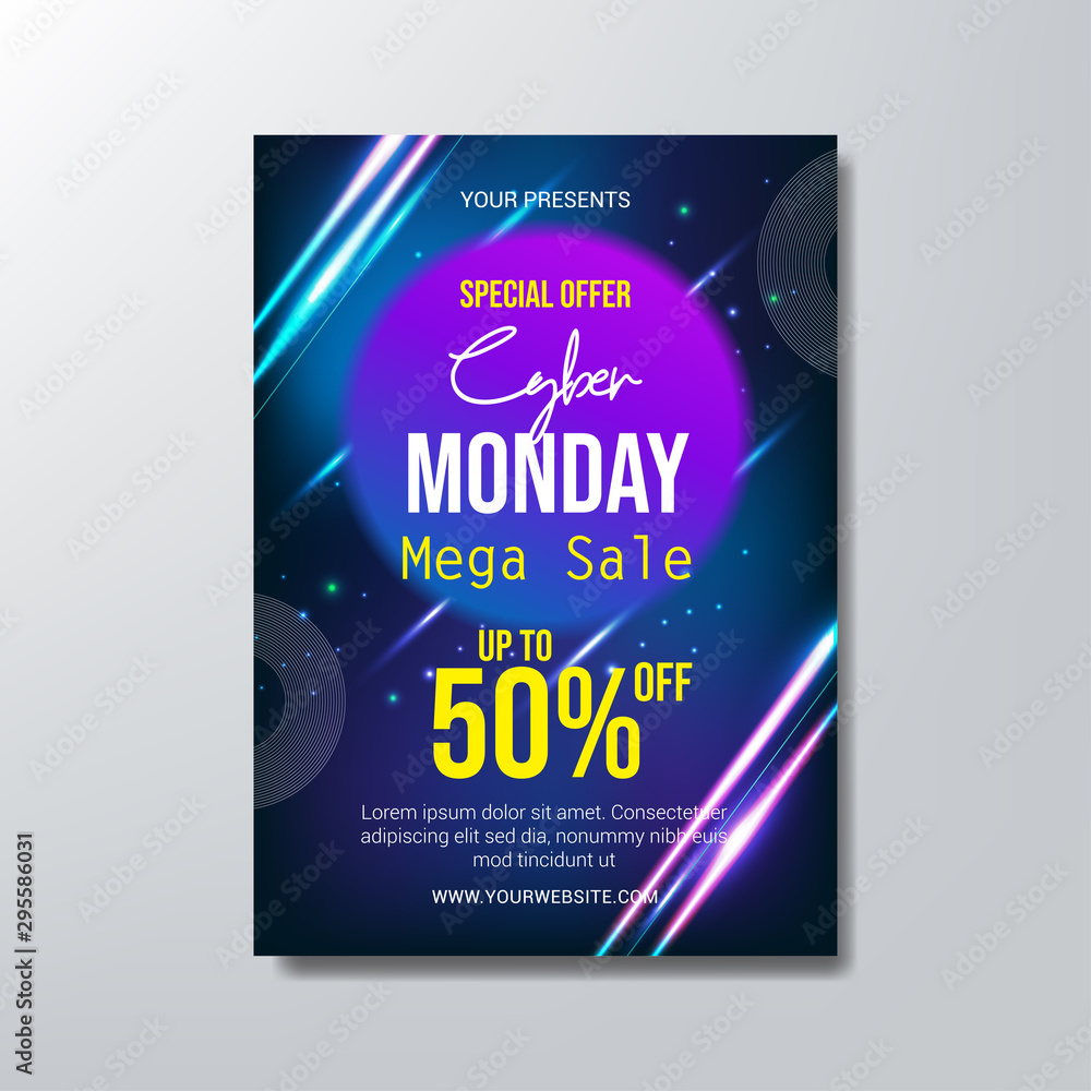 Obraz premium cyber monday sale flyer template, abstract background design vector