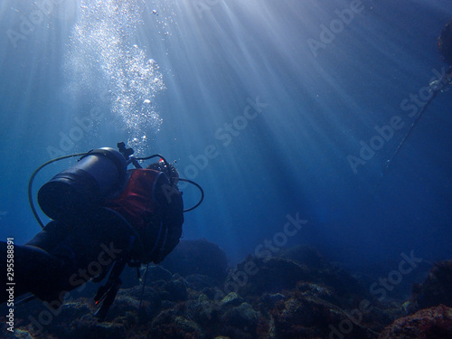 Diver and underwater scenery