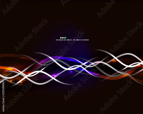 Glowing neon wave lines flowing motion background. Wave energy in black color, fractal design