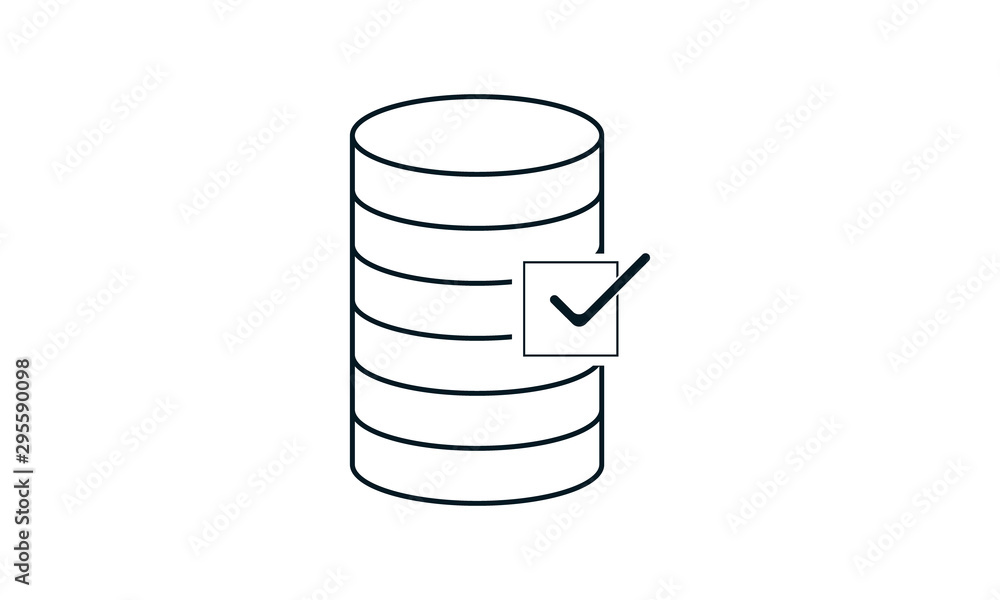 Check mark database icon for verified database entries Check mark database icon for verified database entries