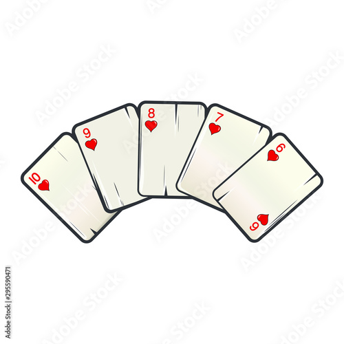 Straight flush. Vintage playing cards