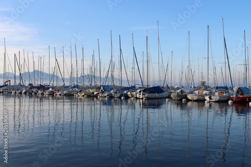yachts in marina of lausanne Switzerland © Elena