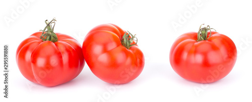 Home-Made Ketchup Label, Red Ripe Fresh Whole Three Tomato Isolated On White Background Close-Up