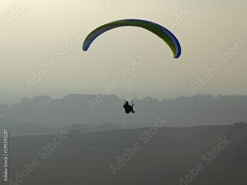 Paraglider at Pandy, Wales photo