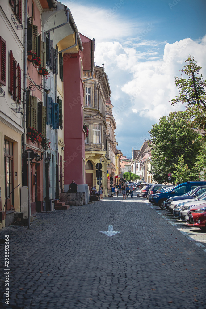Street view of Sibiu old town 