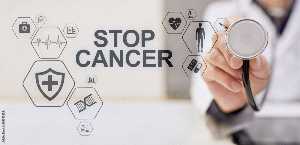 Stop cancer medical healthcare concept on virtual screen. Stop cancer medical healthcare concept on virtual screen.