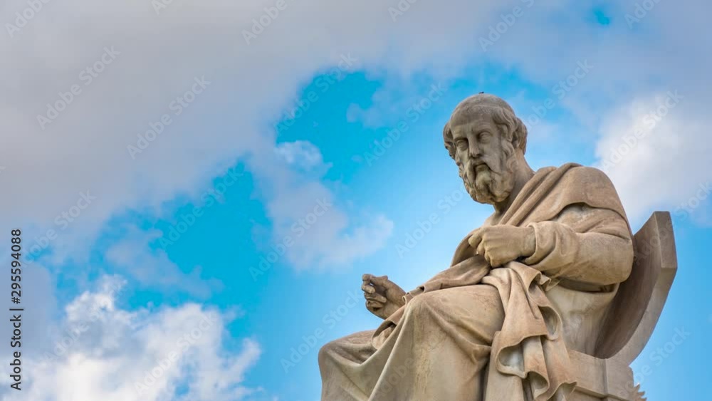 Timelapse video of the Statue of the Greek philosopher Plato in front of the Academy of Athens, Greece Timelapse video of the Statue of the Greek philosopher Plato in front of the Academy of Athens, Greece