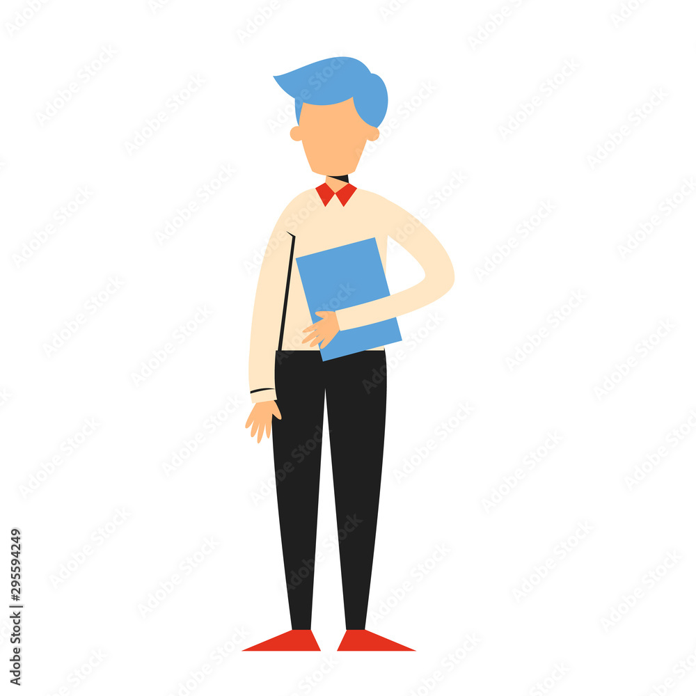 Businessman standing and holding document vector isolated