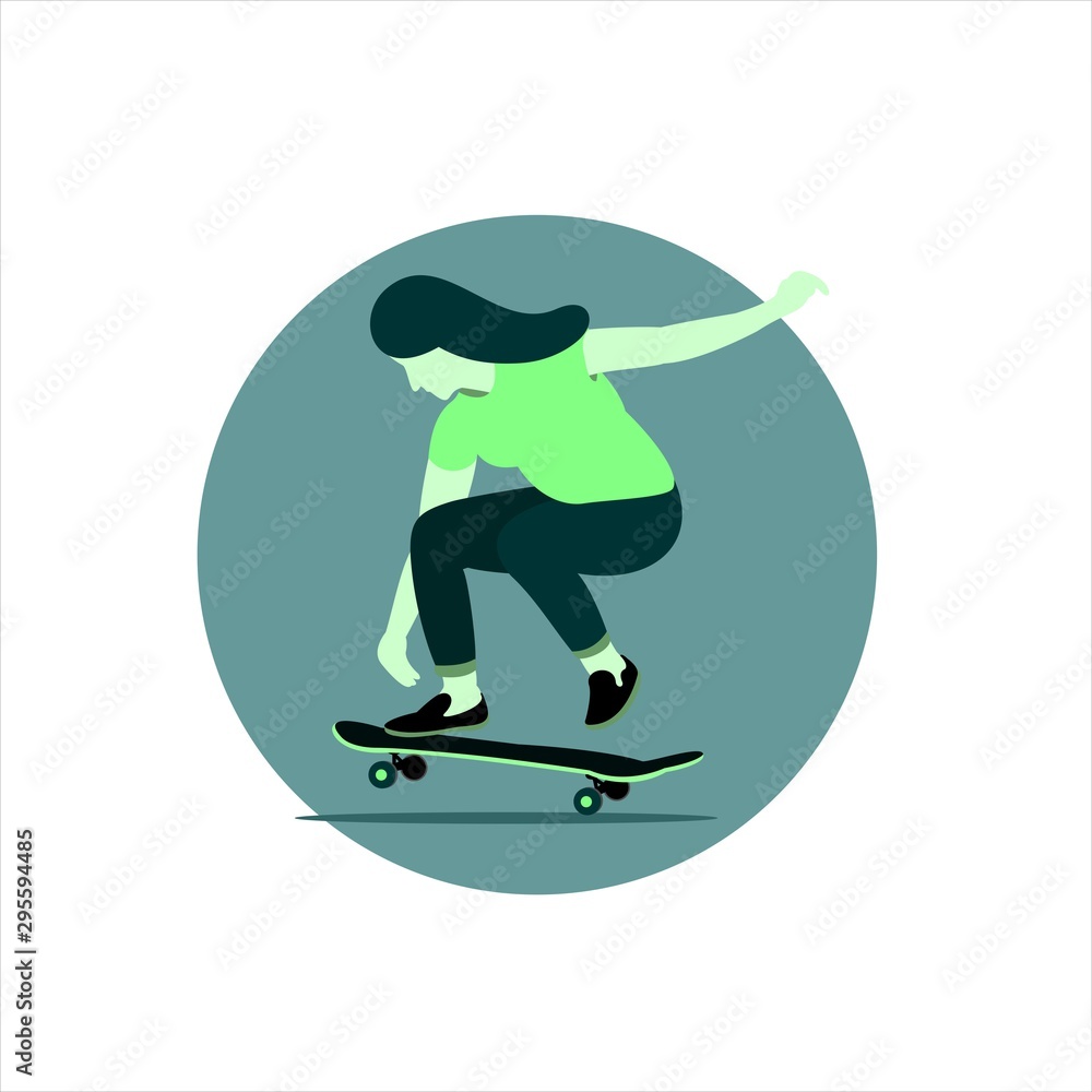 Obraz premium illustration skateboarder girl flat jump