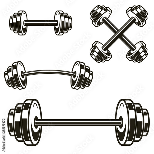 Set of powerlifting barbells isolated on white background. Design element for logo, label, badge, sign. Vector illustration photo