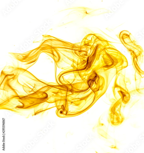 Yellow smoke on white background