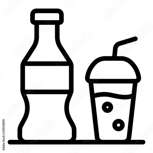 Soda bottle cup icon. Outline soda bottle cup vector icon for web design isolated on white background
