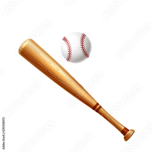 Vector realistic baseball bat and ball for betting