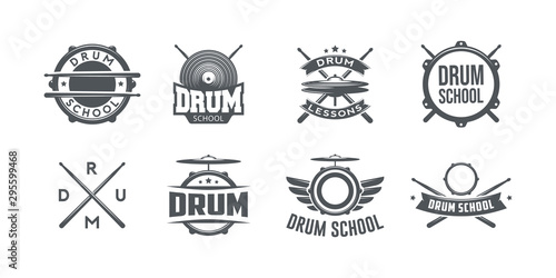 Print op canvas Vector logo of drum school