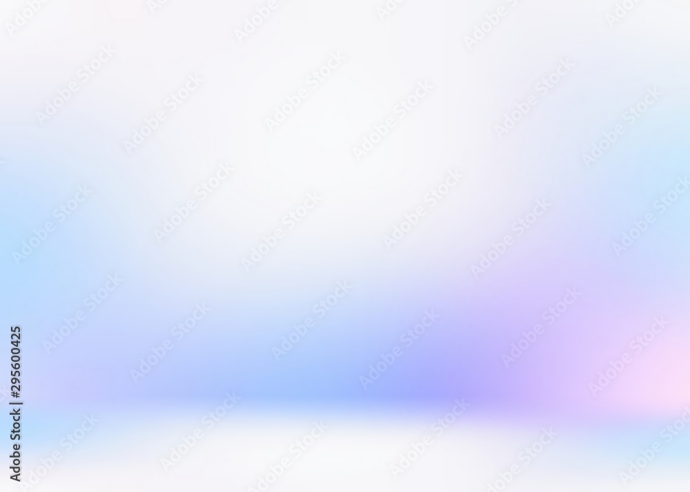 White pink blue flare 3d background. Amazing empty studio illustration. Fantastic light abstract template. Blurred pattern.