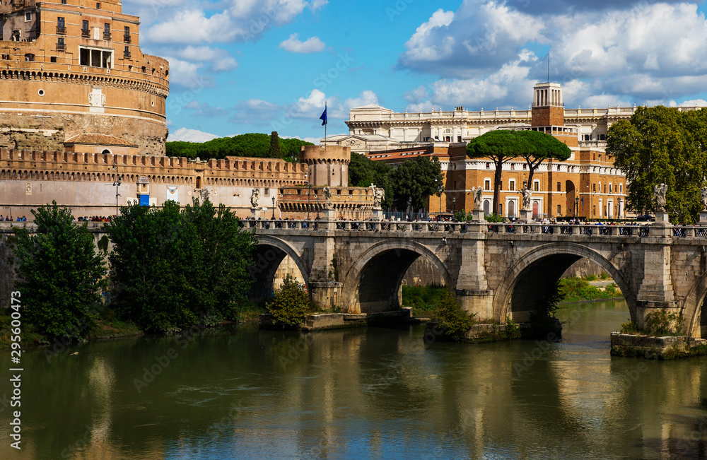 roman bridge over the tiber river