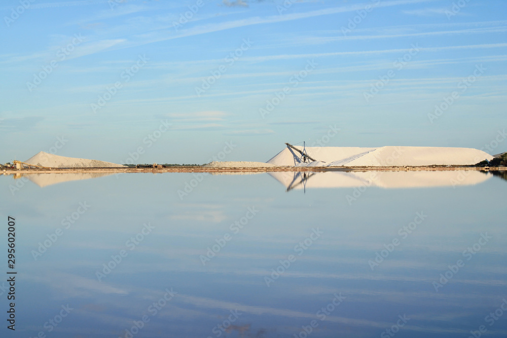 Pink water of Aigues Mortes Salt Marsh, Camargue, France Pink water of Aigues Mortes Salt Marsh, Camargue, France