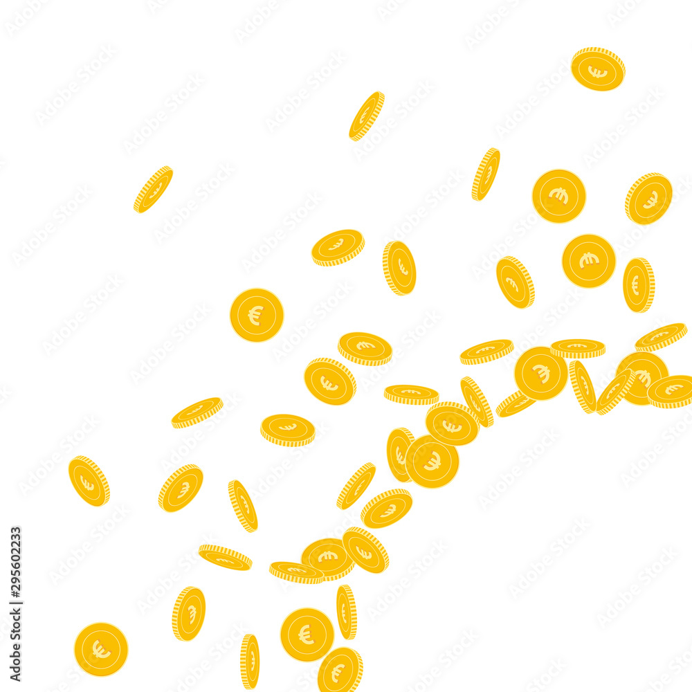 European Union Euro coins falling. Scattered small European Union Euro coins falling. Scattered small