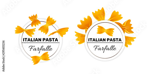 Set of labels for italian pasta, farfalle