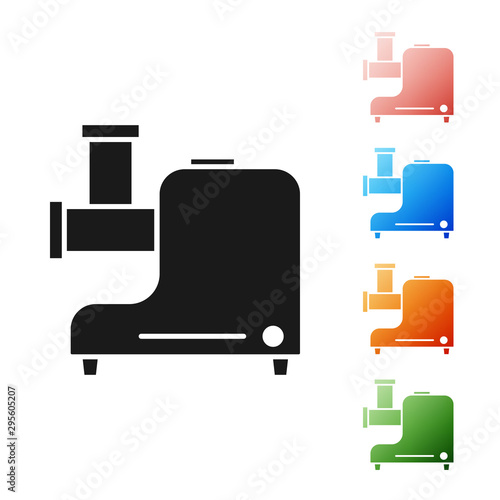 Black Kitchen meat grinder icon isolated on white background. Set icons colorful. Vector Illustration
