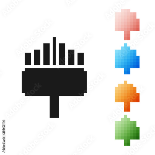 Black Cleaning service icon isolated on white background. Vacuum cleaner head in circle, carpet cleaning logo. Set icons colorful. Vector Illustration