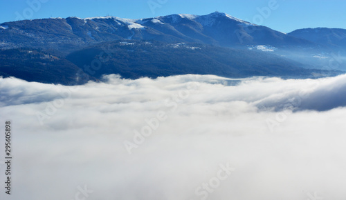 le nuvole ricoprono la val Belluna,Italia